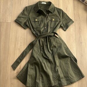 Calvin Klein Dark Green Mini Shirt Dress